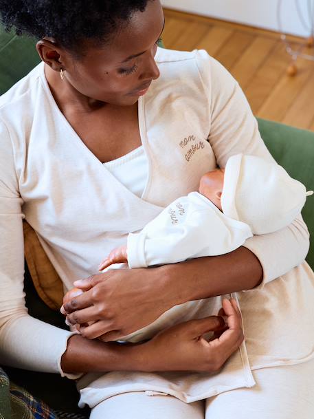 Kit valise maternité maman/bébé grossesse et allaitement beige chiné - vertbaudet enfant 