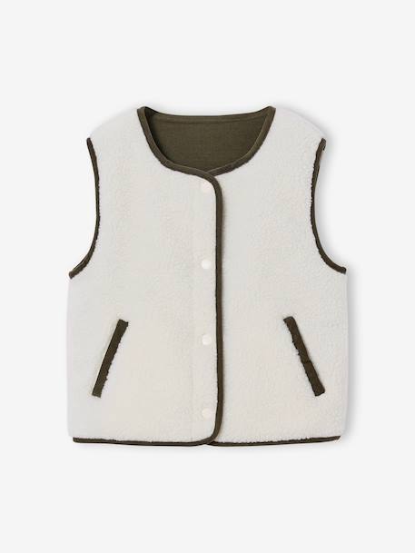 Gilet mixte sans manches réversible capsule famille écru - vertbaudet enfant 