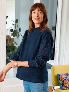 Vêtements de grossesse-Pull, gilet-Pull de grossesse bi-matière