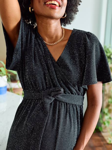 Combinaison velours pailleté grossesse et allaitement noir - vertbaudet enfant 