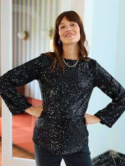 Vêtements de grossesse-Chemisier, tunique-Blouse sequins de grossesse réversible devant/dos