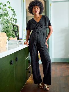 Zwangerschapskleding-Salopet, jumpsuit-Jumpsuit voor zwangerschap en borstvoeding van glitterend fluweel / velours 