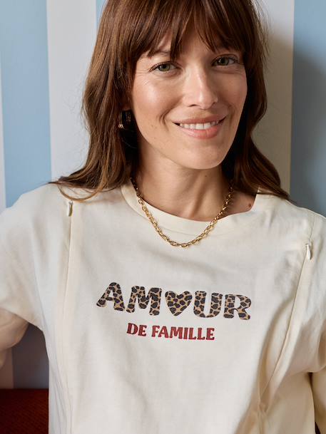 T-shirt zwangerschap en borstvoeding met liefdesmotief ecru - vertbaudet enfant 