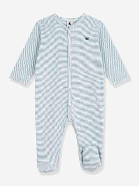 Pyjama voor baby's van katoen met ribfluwelen strepen PETIT BATEAU grijs - vertbaudet enfant 