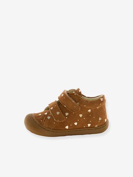 Chaussures premiers pas en suède imprimé poney marron+noir+rose pâle - vertbaudet enfant 