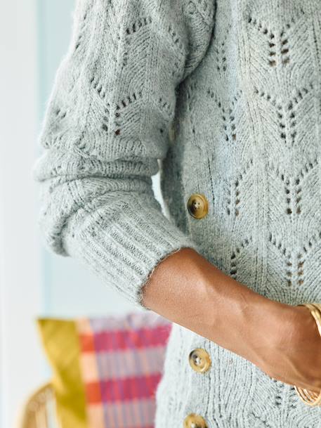 Pull grossesse et allaitement maille ajourée gris chiné - vertbaudet enfant 