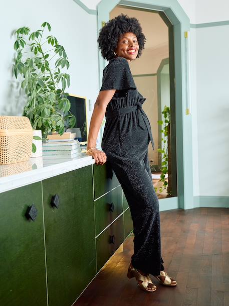 Combinaison velours pailleté grossesse et allaitement noir - vertbaudet enfant 