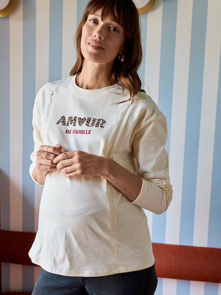 T-shirt grossesse et allaitement motif amour écru - vertbaudet enfant 
