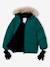 Doudoune garçon à capuche doublée polaire avec moufles ou gants ambre+vert sapin - vertbaudet enfant 