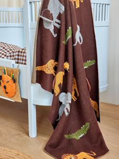 Linnengoed en decoratie-Baby beddengoed-Deken-ANIMALS gebreide deken voor baby's met 3D-details RICE, Bruin 