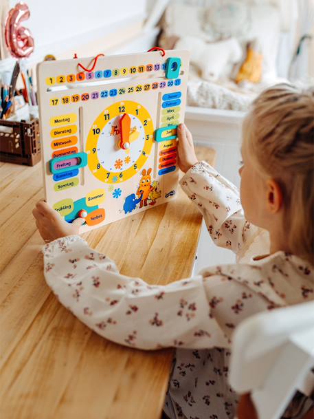 Educatief bord voor kinderen DIE MAUS met klok en kalender SMALL FOOT® meerkleurig - vertbaudet enfant 