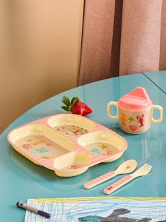 Puériculture-Repas-Vaisselle, coffret repas-Set cadeau pour bébé : vaisselle d'apprentissage 4 pièces en mélamine CORAL OCEAN rice