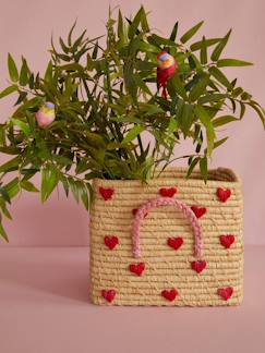 Chambre et rangement-Rangement-Bac, boite, panier de rangement-Panier en raphia angulaire pour enfants HEARTS rice