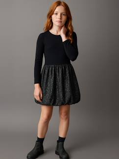 -Robe boule fille bi-matière