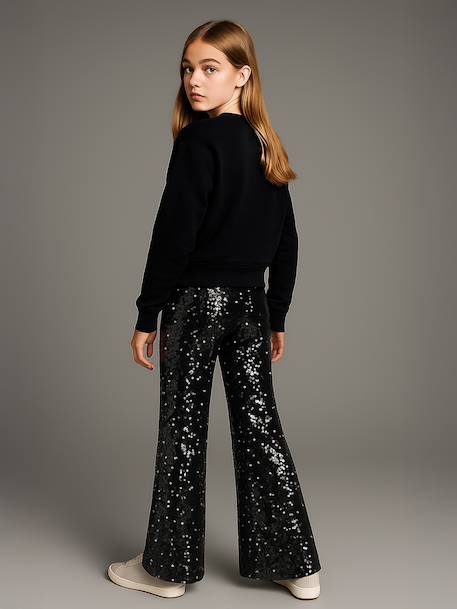 Sweat fille motif DISCO anthracite - vertbaudet enfant 