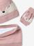 Coffret Noël fille bonnet + snood + moufles/mitaines bichette rose poudré - vertbaudet enfant 