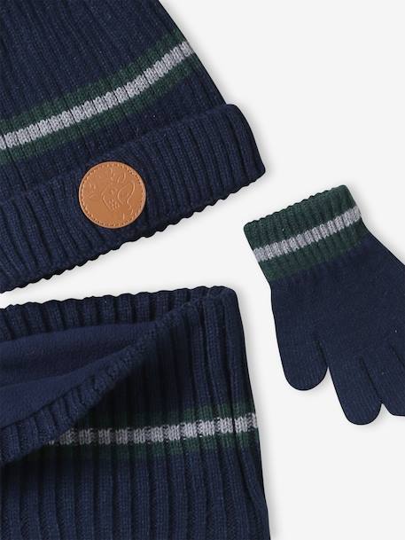 Kerstset muts rendier + snood + wanten/handschoenen jongen marineblauw - vertbaudet enfant 