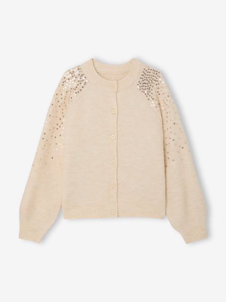 Fille-Pull, gilet, sweat-Gilet-Gilet fille noël à sequins