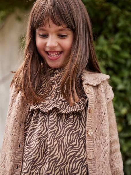 Blouse fille gaze de coton motif zébré chocolat - vertbaudet enfant 
