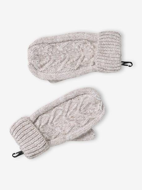 Coffret Noël fille bonnet + snood + moufles/gants beige chiné - vertbaudet enfant 
