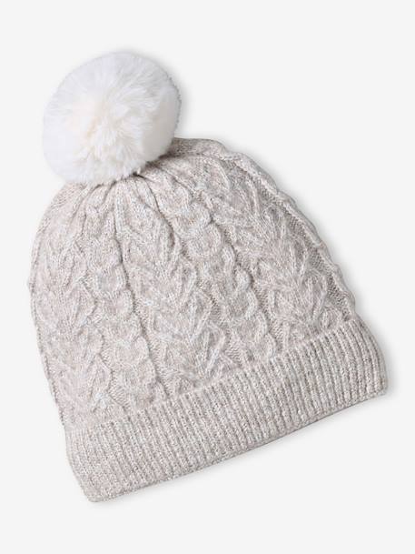 Coffret Noël fille bonnet + snood + moufles/gants beige chiné - vertbaudet enfant 