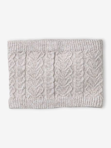 Coffret Noël fille bonnet + snood + moufles/gants beige chiné - vertbaudet enfant 