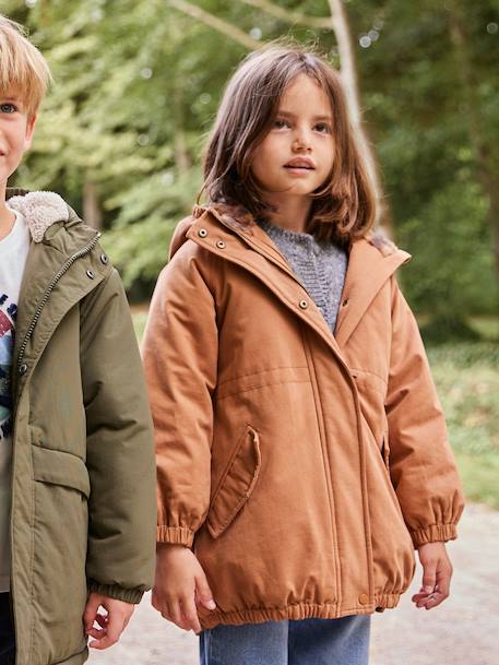 Parka fille à capuche doublée imitation fourrure bois de rose+camel+marine+noir - vertbaudet enfant 