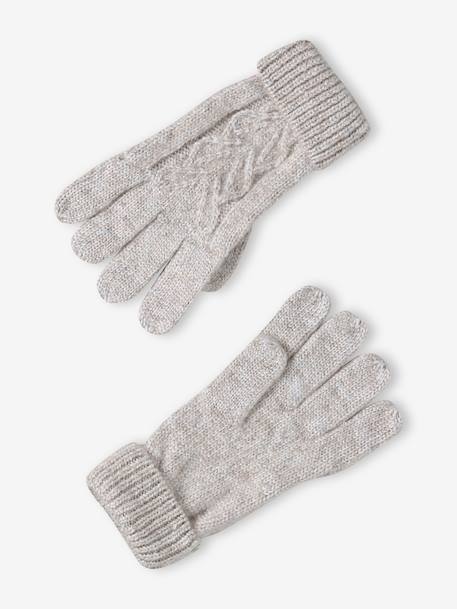 Coffret Noël fille bonnet + snood + moufles/gants beige chiné - vertbaudet enfant 