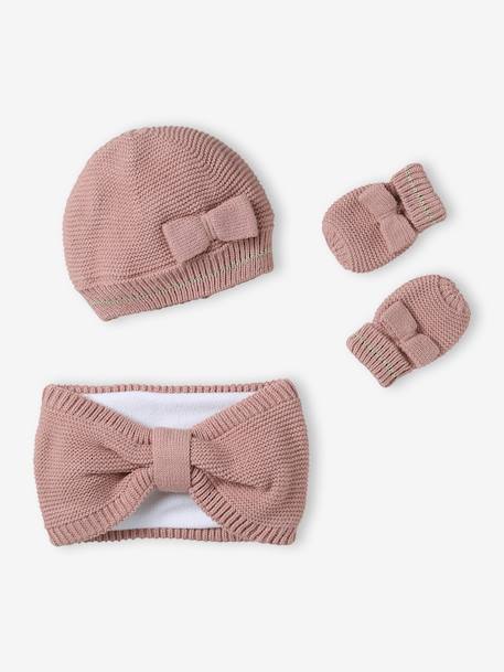 Kerst babyset muts snood wanten roze (poederkleur) - vertbaudet enfant 