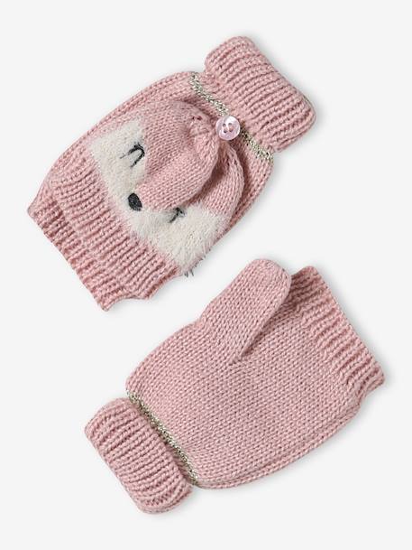 Coffret Noël fille bonnet + snood + moufles/mitaines bichette rose poudré - vertbaudet enfant 