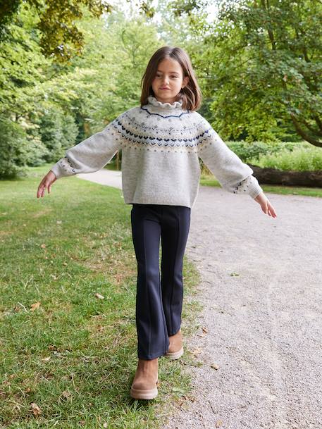 Flared meisjeslegging kameel+zwart - vertbaudet enfant 