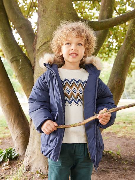 Garçon-Parka garçon à capuche doublée polaire
