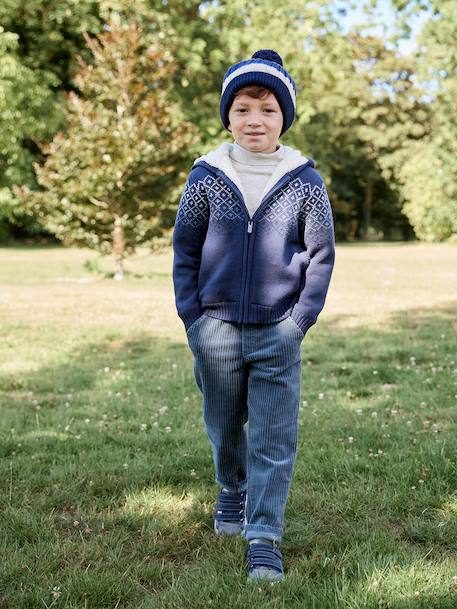 Pantalon en velours côtelé garçon facile à enfiler bleu ardoise+marine+vert sapin - vertbaudet enfant 