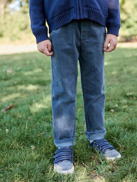 Pantalon en velours côtelé garçon facile à enfiler bleu ardoise+marine+vert sapin - vertbaudet enfant 