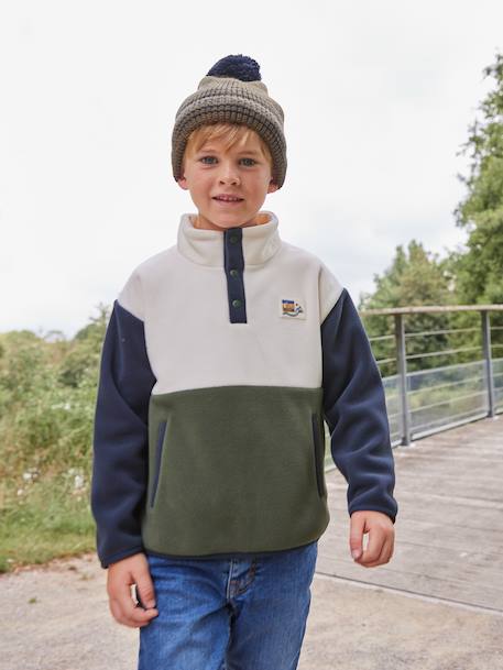 Fleece sweater voor jongens met lange mouwen groen - vertbaudet enfant 