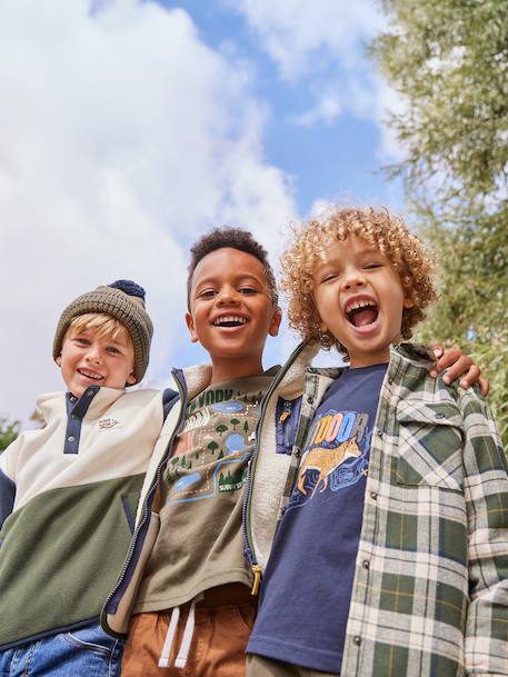 Fleece sweater voor jongens met lange mouwen groen - vertbaudet enfant 