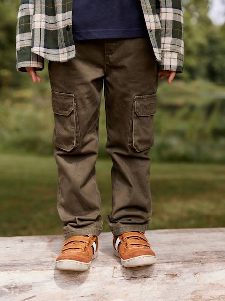 Pantalon battle doublé garçon facile à enfiler bleu nuit+kaki - vertbaudet enfant 