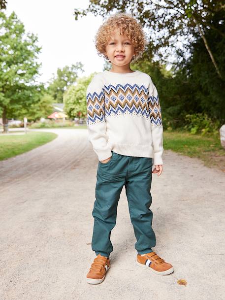 Jacquard trui voor jongens met lange mouwen ecru - vertbaudet enfant 