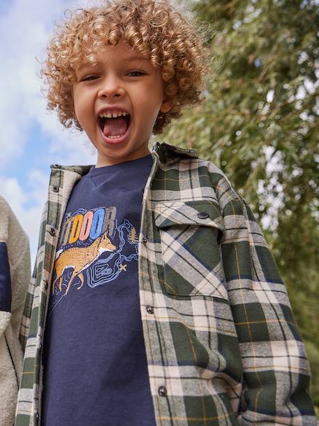 Chemise flanelle carreaux GA doublée Sherpa carreaux vert - vertbaudet enfant 