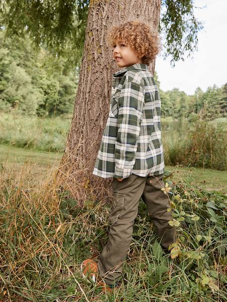 Chemise flanelle carreaux GA doublée Sherpa carreaux vert - vertbaudet enfant 