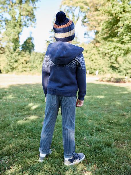 Ribfluwelen jongensjoggingbroek, eenvoudig aan te trekken dennen+leiblauw+marineblauw - vertbaudet enfant 