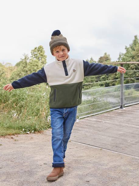 Denim jeans met fleecevoering voor jongens stone - vertbaudet enfant 