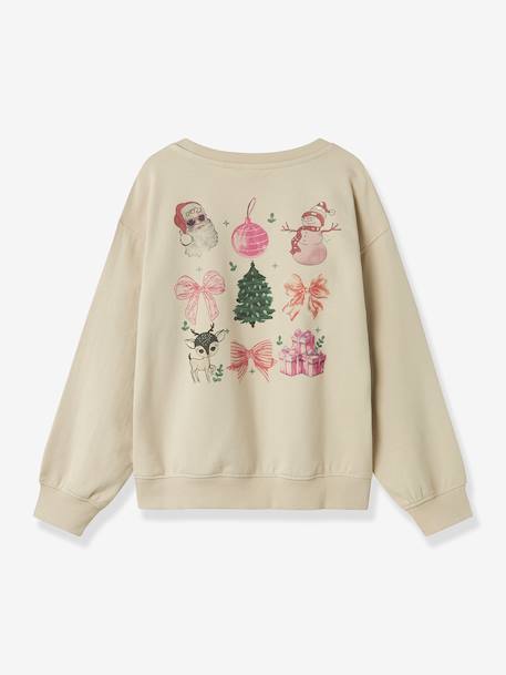 Sweat de Noël beige+rose bonbon - vertbaudet enfant 