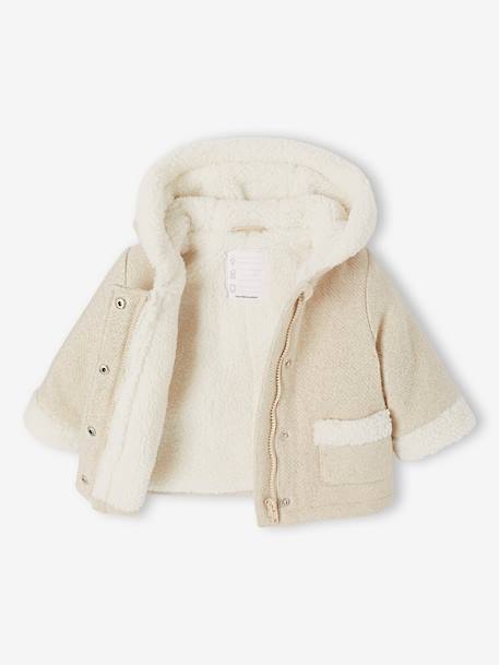 Manteau bébé en drap de laine irisé avec doublure en fausse fourrure beige chiné - vertbaudet enfant 