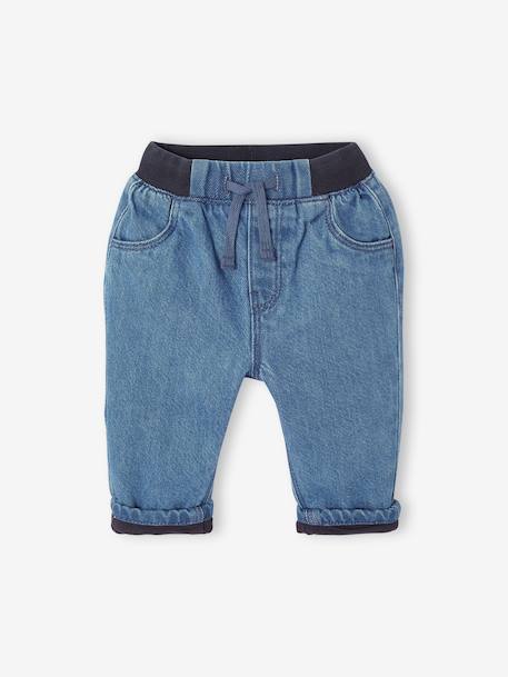 Jean bébé doublé avec taille élastiquée stone - vertbaudet enfant 
