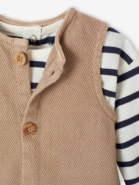 Ensemble T-shirt + combinaison rayé noix de pécan - vertbaudet enfant 