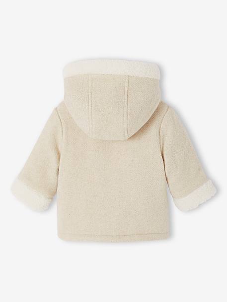 Manteau bébé en drap de laine irisé avec doublure en fausse fourrure beige chiné - vertbaudet enfant 