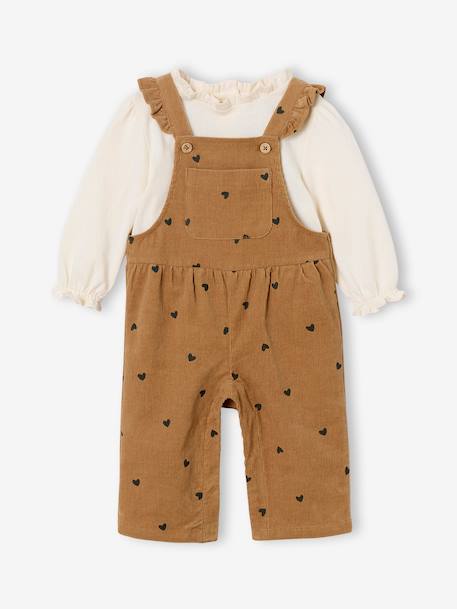 Ensemble bébé salopette imprimée et T-shirt manches longues caramel - vertbaudet enfant 