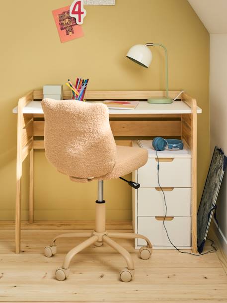 Chaise à roulettes enfant en sherpa Ourson beige - vertbaudet enfant 
