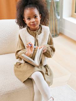 Meisje-Set-3-delige set met jurk + vestje sherpa + panty voor meisjes